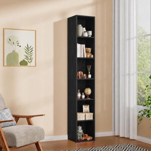 6 Cube Black Book Shelf, Tall Bookcase for Bedroom Home Office Living Room | Black Bookshelf, Black Bookcase, Cube Bookcase, 6 Cube Book shelf Storage, Shelf, Shelving,Wooden Bookcase - color: Black, size: 6 Cube