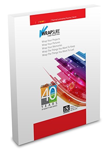 USI WrapSure Thermal (Hot) Laminating Pouches/Sheets, Menu Size, 10 Mil Thick, 12 x 18 Inches, Clear, Gloss, 50-Pack - size: 10 Mil