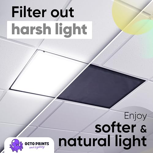 Fluorescent Light Covers for Ceiling Lights Classroom Black Magnetic 4 Pack - color: Black
