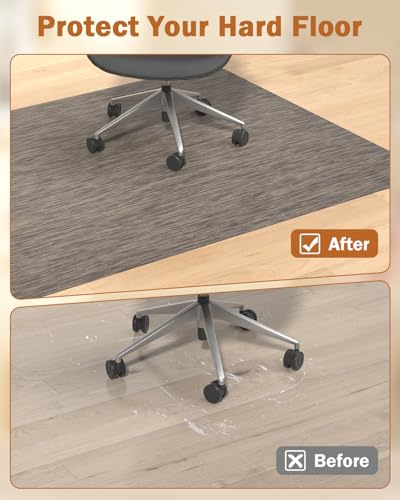 Blvornl Office Chair Mat for Hardwood Floor, 35.4"*47.2" Desk Computer Chair Mat for Hard Wood, Large Anti-Slip Hard Floor Protector Rolling Chair Mat, PVC Mat Desk Rug for Office and Dark Brown - color: Dark Brown, size: 35.4"*47.2"