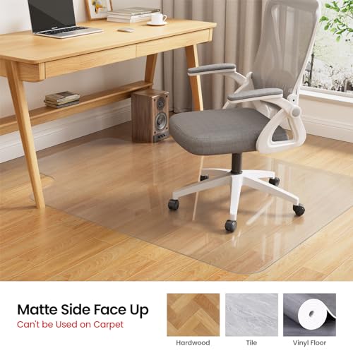 Yecaye Desk Chair Mat for Hardwood Floor, Office PVC Computer Chair Mat, Floor Protector for Rolling Chairs (Transparent, 45" x 53") - size: 45" x 53"