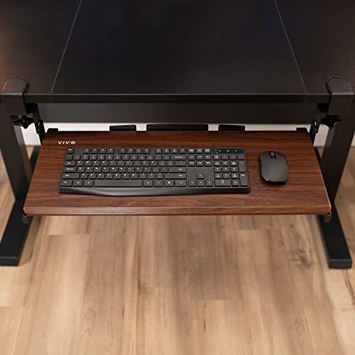 VIVO Dark Walnut Clamp-on 27 x 11 in Adjustable Keyboard Tray, MOUNT-KB05HD - color: Dark Walnut, size: 27" fixed width