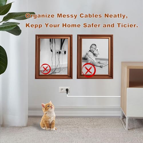 39" Silicone Cord Hider Wall Wall Cord Hider(1/4" Diameter) Cord Organizer Cord Covers Raceway Kit for Wires Hider Cable Management Under Desk W 0.54”× H 0.39”White
