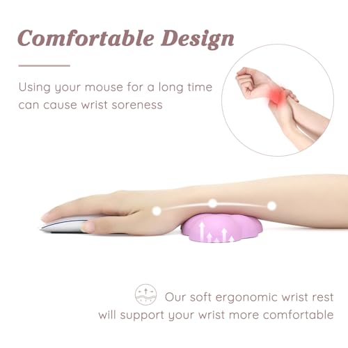 Cloud Wrist Rest Cushion for Mouse Ergonomic Soft PU Leather Memory Foam Wrist Pain Relief Mouse Wrist Support Pad with Anti-Skid Base for Office School Home Laptop & Computer Mouse (Pink) - color: Pink
