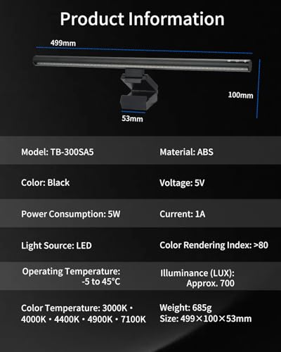 ELUTENG Monitor Light Bar Eye-Careing USB Reading Mnitor lamp 19.7" | Screen Clip Light LED Light Source Touch Control Dimmable Color Sedentary Reminder Desk Lamp for Home Office Gaming
