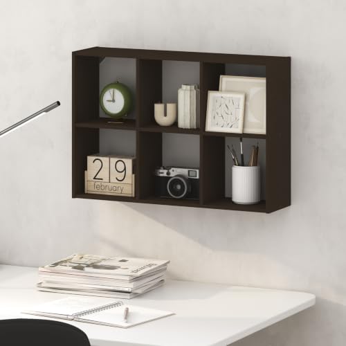 Furinno Rossi 6-Cube Floating Shelves for Wall, Desktop Organizer, Dark Oak - color: Dark Oak, size: 6-Cube