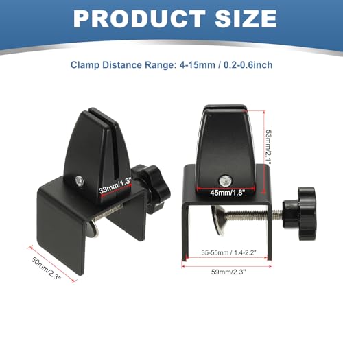 PATIKIL 1.8x1.3x2.1" Desk Divider Support Clamp 2Pcs Aluminum Desk Black - color: Black