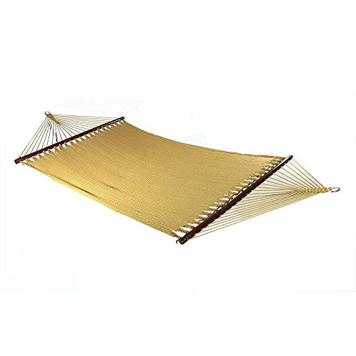 Sunnydaze 75" x 55" Bed, Heavy-Duty Double Rope Hammock for Outside, Tan - color: Tan