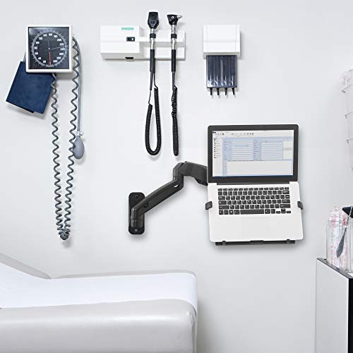 VIVO Height Adjustable Pneumatic Extended Arm Laptop Wall Mount, Full Motion Articulating Notebook Tray, Fits 10 to 15.6 inch Screen, Black, MOUNT-V001GL - color: Black