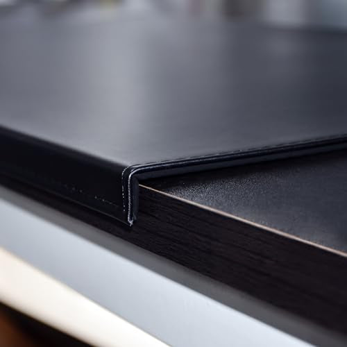 AKOZLIN 27.55”x 15.8" Soft PU Leather Surface Office Desk Mouse Mat Anti-Push Pad with Full Grip Fixation Lip Table Blotter Edge-Locked Protector - color: Black, size: 27.6" x 15.8"