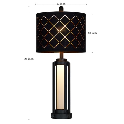 Lolikit 28" Tall Modern Table Lamps Set of 2 for Living Room Bedroom - color: Black - 28"H