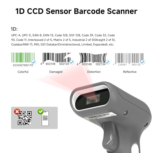 VOTTAN Wireless 1D Barcode Scanner, 5000mAh High-Capacity Battery, UPC EAN Febraban Handheld Barcode Reader