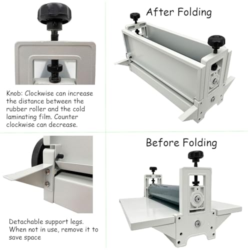 INTBUYING 14in Cold Laminator Machine Only Cold Laminating Machine with Crank Manual Roll Laminator Machine Max 14 in Film 0.4In Thickness for Commercial Personal Office