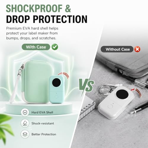 PAIYULE Hard EVA Case for Phomemo D30/D35 for Nelko P21 Label Maker - color: Green