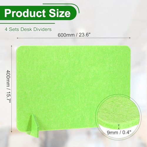 PATIKIL Desk Divider, 4 Set 24 x 16 Inch Acoustic Freestanding Desk Divider Desk Privacy Panel with 8 Pcs Support Feet for Library Office Workstation,Green - color: Green