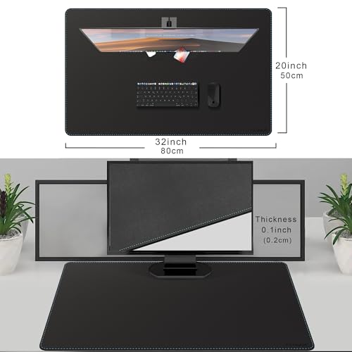 CENNBIE Leather Desk Mat - 31.4" x 19.6" Computer Desk Pad (Black) - color: Black, size: 19.6" x 31.4"