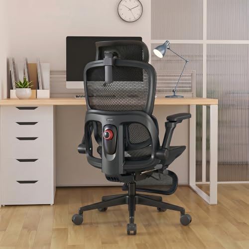 SIHOO B300 Pro Ergonomic Office Chair with Footrest, 4D Lumbar Support - color: Dark Black