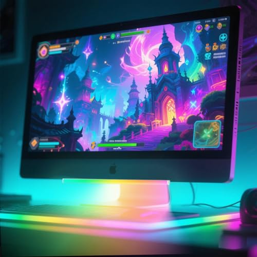 12" Under Monitor RGB Light Bar-Dense LEDs,16 Million Hues,USB-Powered, 3-Control (Button/Remote/App),LED Ambient Light for Gaming Room, Display Case & Desk Aesthetic Lighting(Silver)