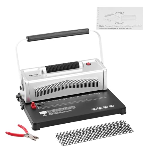 VEVOR Coil Spiral Binding Machine, Manual Book Maker with Electric Binding, 46-Holes Binding 500 Sheets Punch Binder, with 100pcs 5/16'' Coil Binding Spines, for Letter Size, A4, A5 - style: Electric Binding