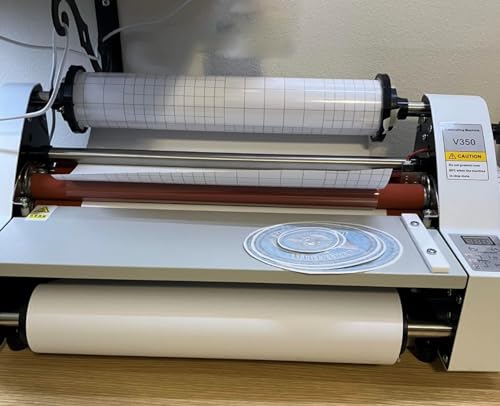350mm Laminator Machine, Cold Hot Roller Laminating Machine, Single- & Double-Sided Thermal Laminator for Paper Card Wood Veneer PVC Foil, Digital Display, Safety Protection (V350)
