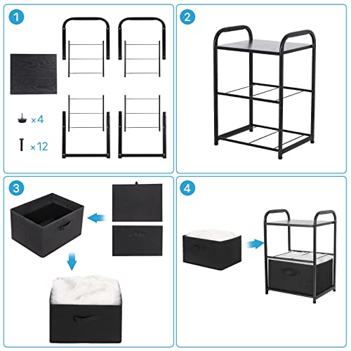 MAX Houser 2 Drawer Wide Fabric Dresser Storage Organizer Unit, Black - color: Black2