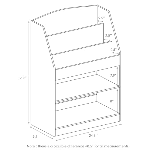 5-Tier Magazine Bookcase, Bookshelf with Open Shelves Storage, Book Shelf, 9.4 x 24.6 x 37, for Bedroom, Living Room, Home Office, Light Blue - color: Light Blue, size: 5 Tier