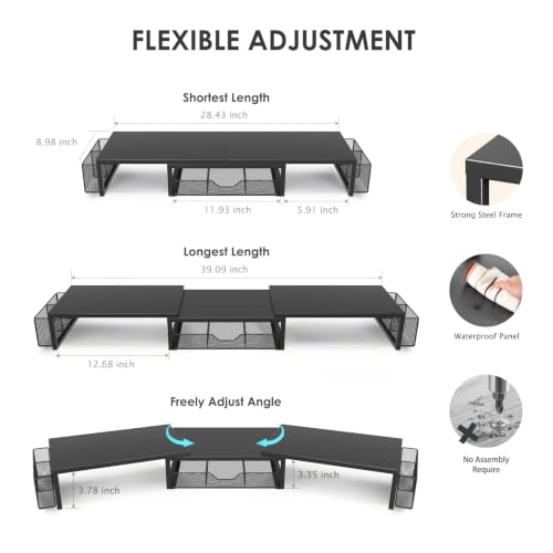 OPNICE Desk Organizers and Accessories, Dual Monitor Stand Riser - color: Matte Black