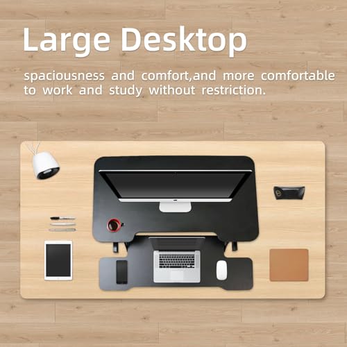 Standing Desk Converter, 32" Height Adjustable Sit to Stand Up Workstation, Dual Monitor Desk Riser with Keyboard Tray, Black Desktop Tabletop Riser Laptop for Home Office