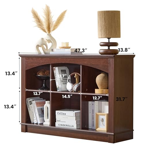 Cherry Bookshelf, 6-Cube Bookcase Kids Bookshelf, Wood Storage Organizer - color: Cherry, size: 13.8"D x 47.3"W x 31.7"H(6 shelves)