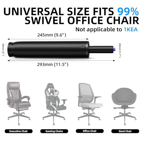 Sytopia 28" Heavy Duty Chair Base & Gas Cylinder Set – Metal Base with 5 Casters (Total Height: 7.5"), Gas Lift Adjustable from 11.5" to 17.5", Fits Standard 2" Cylinder Hole