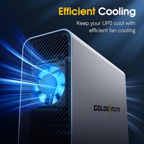 GOLDENMATE 1000VA/600W Lithium UPS Battery Backup & Surge Protector, White - color: White