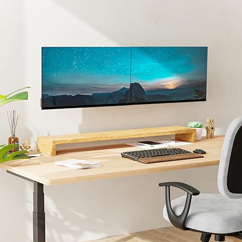 PUTORSEN Dual Monitor Wall Mount, Horizontal Assembly Mount for 2 Monitor Screens up to 27 inches,Max. 10kg, VESA 75x75/100x100mm - size: Up to 27"
