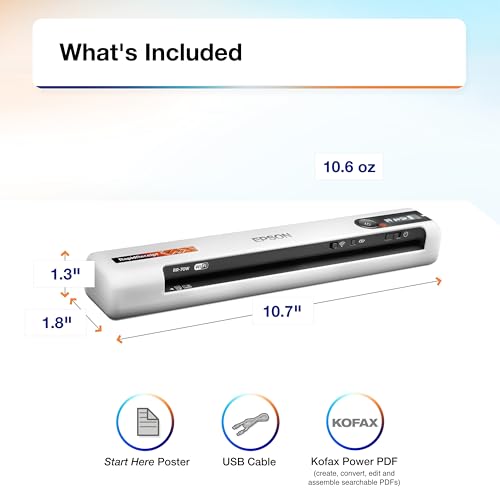 Epson RapidReceipt RR-70W Compact Mobile Document Scanner Receipt
