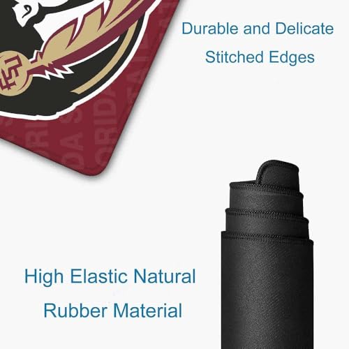 Large Extended Gaming Mouse Pad with Stitched Edges, College Football Non-Slip Waterproof Rubber Base Mouse Pad for Florida State Office, Computer, Keyboard, Laptop and Home Desk Pad 31.5 x 11.7 Inch - color: Florida State