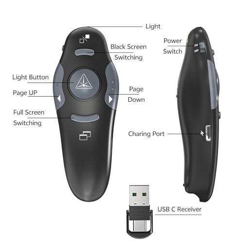 4 Unit Presentation Clickers, Wireless Presenter Remote with Case - style: 4 Units Red Laser