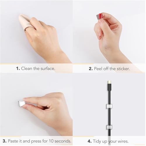 AGPTEK Flat Ethernet Cable Clips, 100 PCS Adhesive Wire Clips, Clear - color: Clear, size: 100 PCS