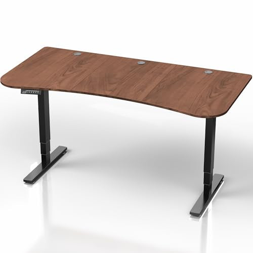 VIVO Dark Walnut 63 x 32 in Standing Desk, DESK-KIT-2EBD - color: Dark Walnut Top / Black Frame, size: 63 x 32 inch
