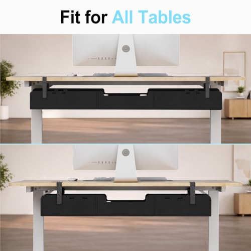 No-Drill Under Standing Desk Cable Management,31.5" L,Black - color: Black, size: 31.5"