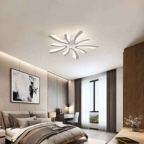 Goeco Modern Ceiling Light, 27.5'' Dimmable LED White Acrylic V-Shaped Flush Mount Ceiling Lights, 3000K/4000K/6500K with Remote Control Ceiling Light Fixture for Living Room, Dining Room, Bedroom - color: White V Shaped