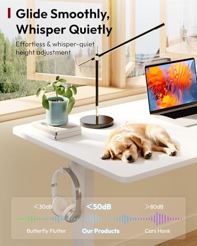 SANODESK One-Piece 1'' Thick Height Adjustable Standing Desk 55''x28'' - color: White Frame+white Top, size: 55x28"