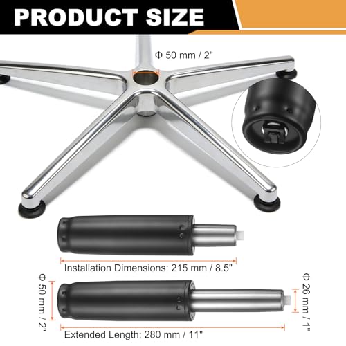 uxcell Office Chair Gas Cylinder, 11 Inch Class 3 Gas Cylinder Replacement Universal Hydraulic Pneumatic Lift Piston for Office Gaming Chair Desk Stools, Black - color: Black, size: 11 Inch