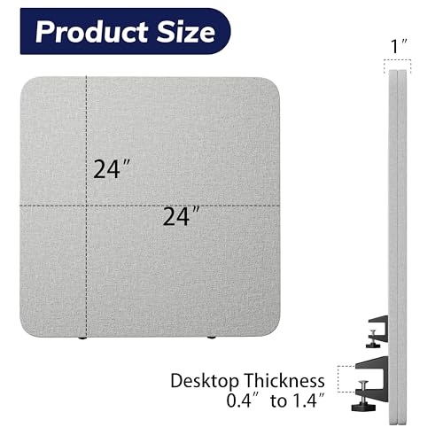 Desk Privacy Panel Sound Absorbing & Proof Desk Divider for Office - color: Gray, size: 24*24IN