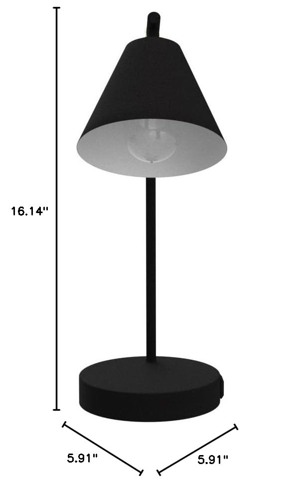 Industrial Dimmable Desk Lamp with 2 USB Charging Ports AC Outlet, Touch Control Bedside Nightstand Reading Lamp Flexible Head, Black Metal Table Lamp for Bedroom Office Living Room, Bulb Included