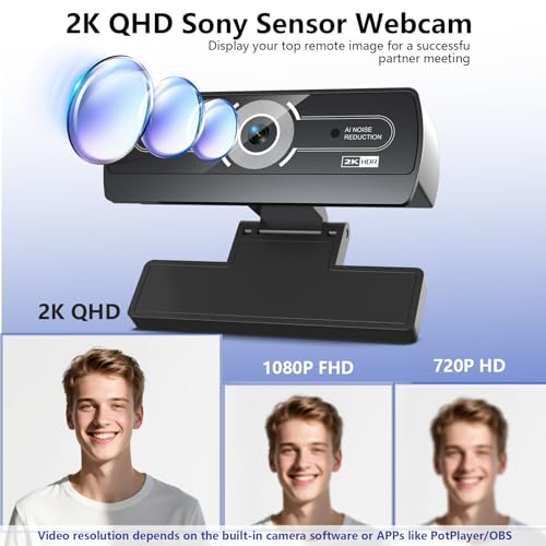 2K Webcam for PC - 2K Ultra HD Computer Camera with PDAF Autofocus, AI Noise-Canceling Mic, USB Plug & Play, 92° FOV & Auto Lighting Correction for Laptop & Desktop (Social Streaming Video Call) - style: 2K webcam