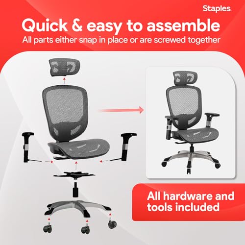 Staples Ergonomic Mesh Task Chair with Lumbar Support, Swivel, Gray - color: Grey