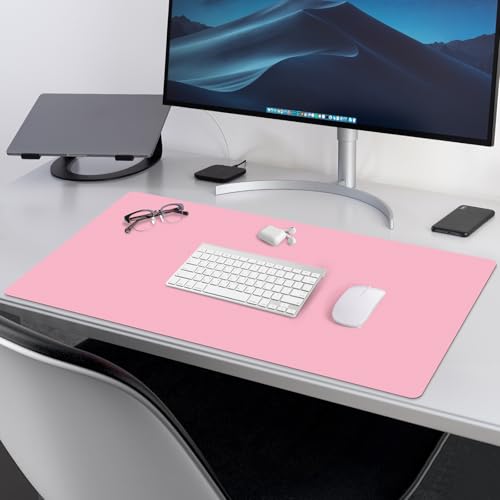 Large Office Leather Desk Mat, Large Mouse and Keyboard Pad, Laptop Pad, Desktop Protector(Pink, 31.5 in. x 15.7 in.) - color: Pink, size: 31.5×15.7inch