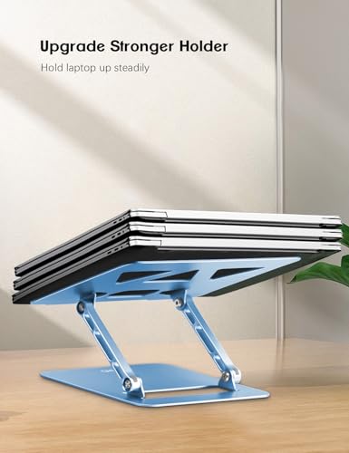 Aoviho Adjustable Laptop Stand for Desk,Portable Laptop Stand Holder and Riser,Foldable Aluminum Notebook Computer Stands for MacBook Air Pro HP Lenovo Dell Samsung Chromebook, 10-15.6 inch, Sky Blue - color: Sky Blue