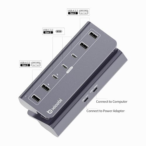 USB C Hub,10Gbps USB Splitter with 4*USB-A and 3*USB-C Ports - color: Gery
