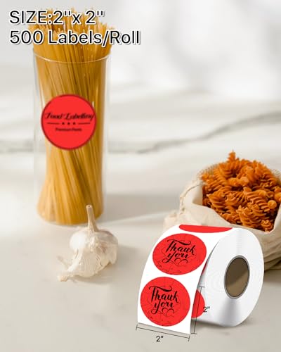 iEager 2 Inch Round Thermal Labels, Red Circle Thermal Printer Stickers - color: Red, size: 2 INCH