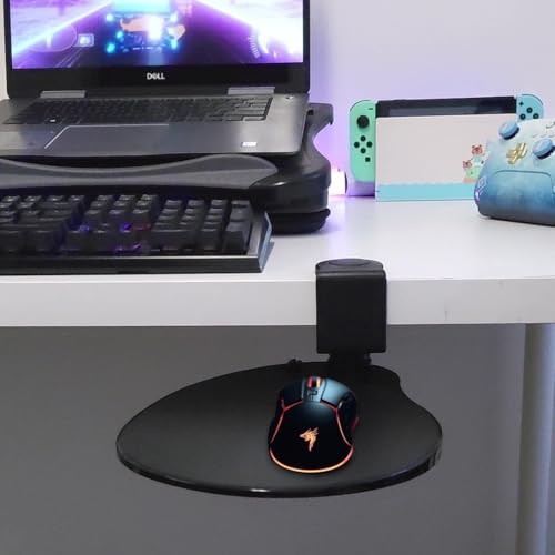 MAX SMART Clamp on Mouse Platform, Clip on Mouse Pad, Rotating 360, Easy Slide Out Tray, Suitable Up to for 1.5" Thickness Desk, for Home, Office to Save Space (Black)
